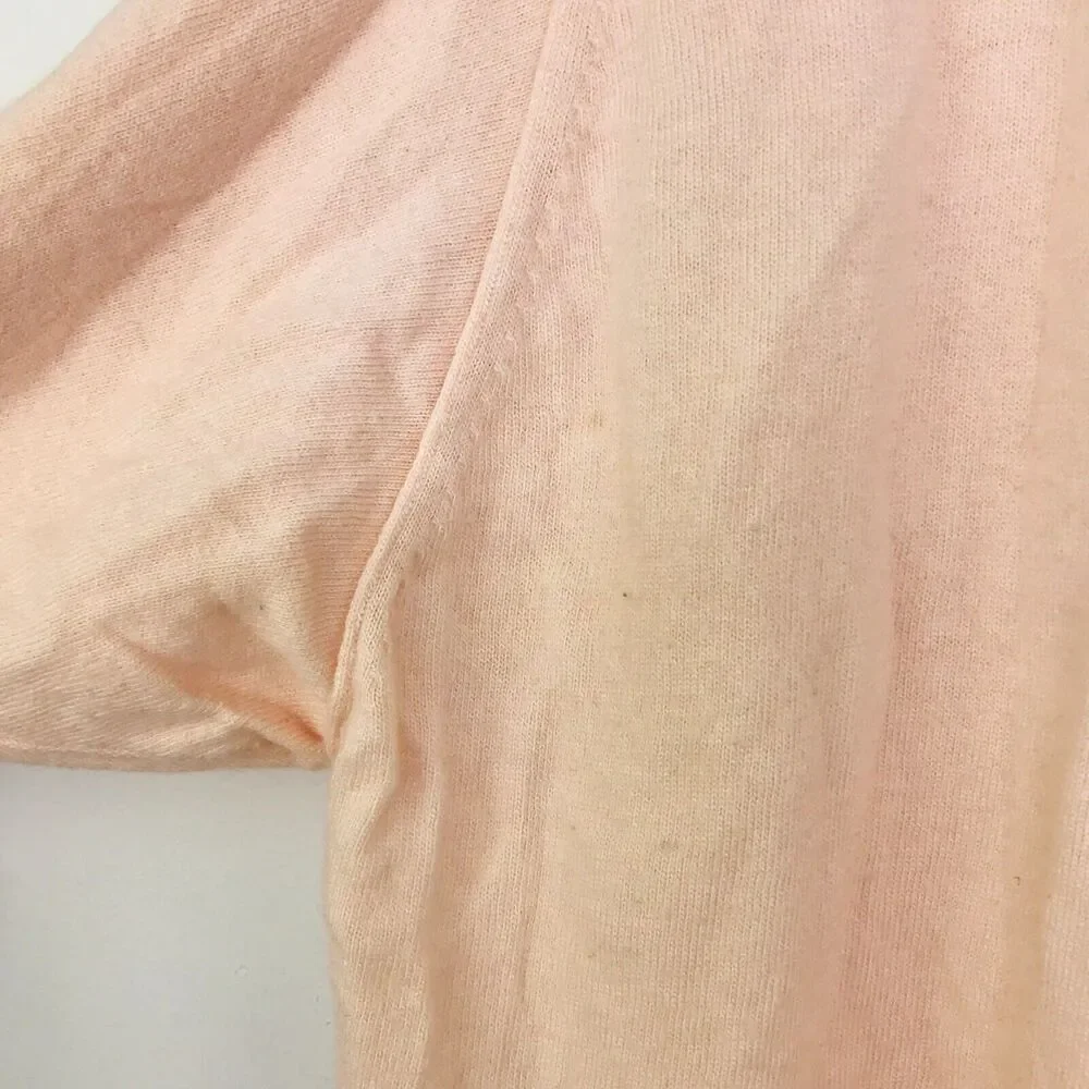 J Crew Women's XS Sweater Pink Solid Knit Mock Neck Pullover Flaw CE24